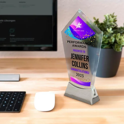 Miniatura 8 de Placa de vidrio personalizada de 9 1/4 pulgadas, placa personalizada como premios y trofeos, placas de vidrio para premios como jubilación y Diseño 3