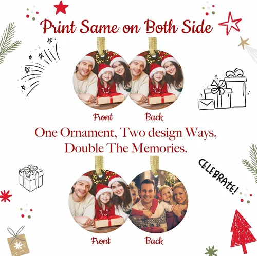 Miniatura 2 de Adornos de Navidad personalizados de doble cara con foto, adorno de Navidad personalizado 2025, adornos de corona de Navidad personalizados