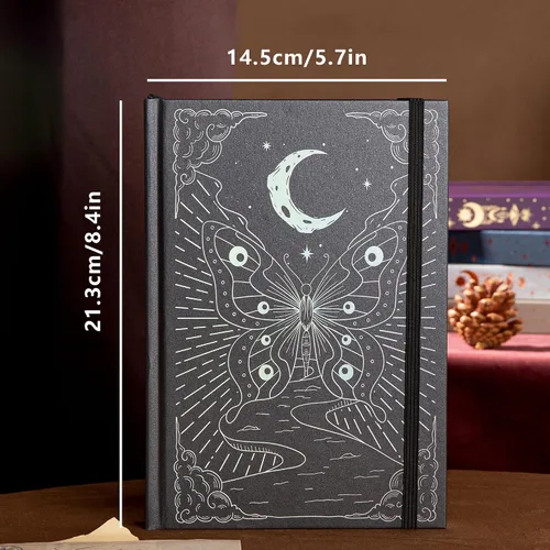 Miniatura 2 de TIEFOSSI Cuaderno de puntos, diario de mariposa para mujeres y hombres, papel grueso de 160 GSM con 256 páginas numeradas, diario de tapa dura A5