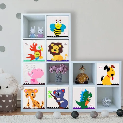 Miniatura 8 de SITAKE 2 cajas plegables de almacenamiento de juguetes de animales, contenedor organizador de almacenamiento plegable para niños, niños y niñas