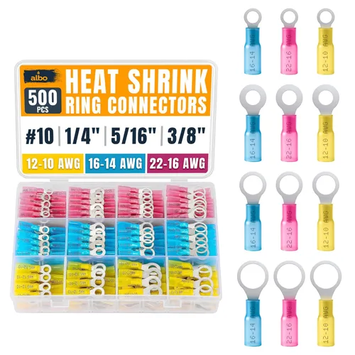 Miniatura 8 de Kit de 300 conectores de pala termorretráctiles macho y hembra – Terminales eléctricos impermeables AWG 22-10, conectores de terminales de cable