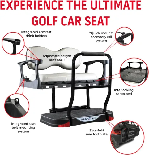 Miniatura 2 de MadJax Genesis 300 - Kit de asiento trasero de aluminio para modelos EZGO RXV 2008 en adelante, cojines negros de lujo