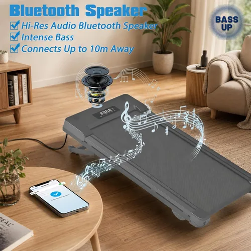 Miniatura 4 de PACEROCKER Walking Pad Treadmill with 12% 9-Level Auto Incline, 450 lbs Capacity Bluetooth Speaker Under Desk Treadmills for Home Hiking, 5 MPH