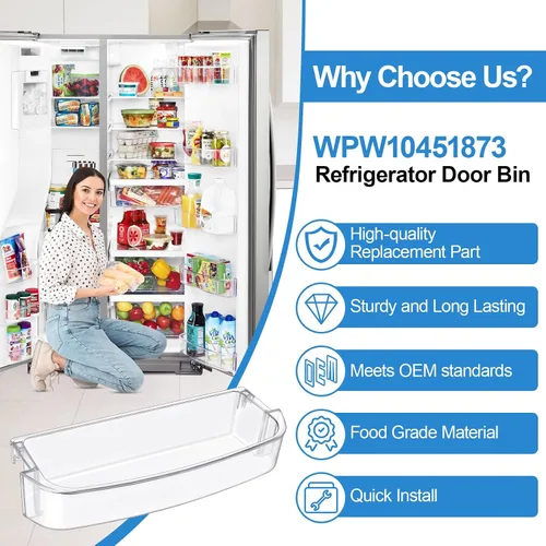 Miniatura 7 de [2 PAQUETES] Estante de Puerta de Refrigerador WPW10451873 Mejorado Reemplazo Compatible con Refrigerador Whirlpool Kenmore Estante de Puerta