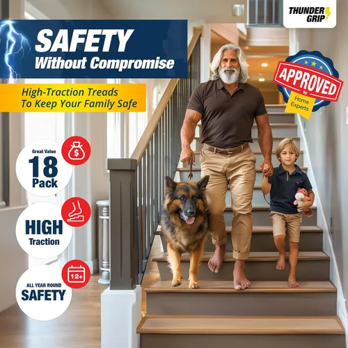 Miniatura 3 de Thunder Grip Peldaños de escalera para exteriores, antideslizantes, 24 x 4 pulgadas, paquete de 8 cintas de agarre exterior resistentes a