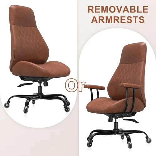 Miniatura 5 de Silla de oficina, silla ergonómica para computadora, silla de escritorio de cuero con soporte lumbar y ruedas de goma, silla ejecutiva de mediados