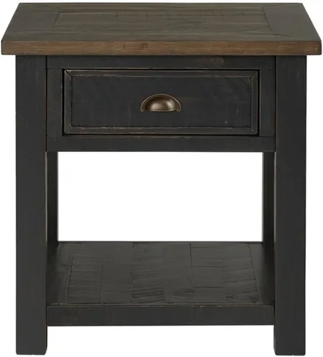 Martin Svensson Home Mesa auxiliar de madera maciza, color negro con tapa marrón