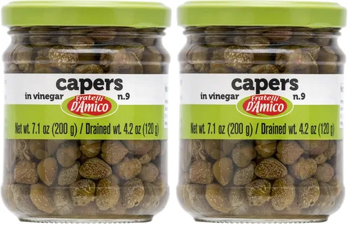 Miniatura 7 de FRATELLI D'AMICO Alcaparras italianas #9 de alta calidad en salmuera, sin OMG, producto de Italia, peso neto: 19.5 onzas, peso drenado: 12 onzas
