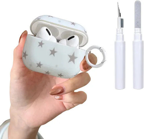 Miniatura 16 de Funda para AirPods 2/1 con diseño de estrella bonita, con kit limpiador protector de auriculares para AirPods de 2ª/1ª generación, color azul