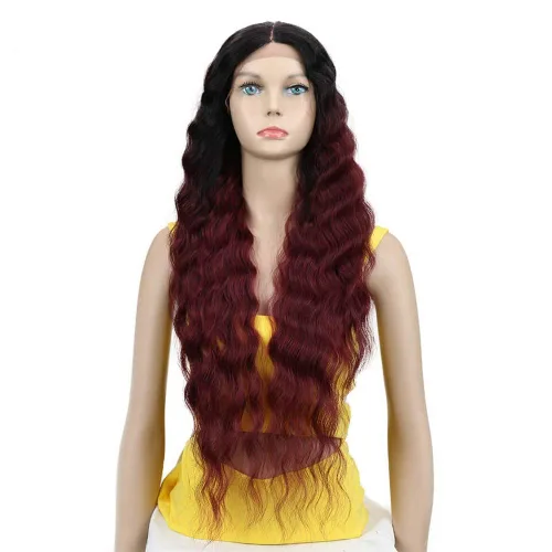 Miniatura 7 de Joedir - Peluca de 30 pulgadas de largo con encaje frontal, cabello ondulado profundo, parte superior, cabello natural superior con abuelitos