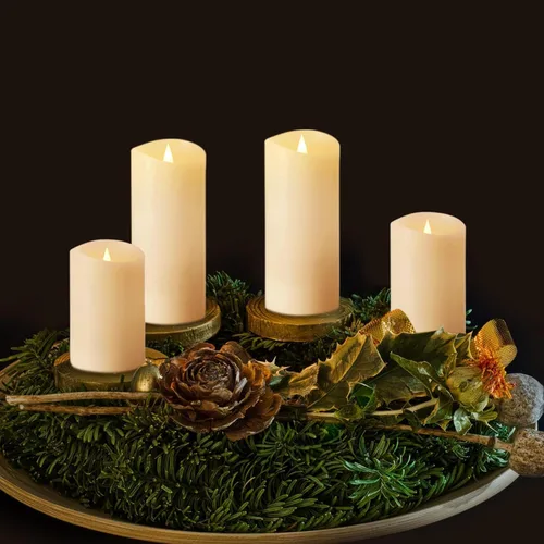 Miniatura 5 de Velas LED sin llama con control remoto, 3 x 7 pulgadas, llama móvil parpadeante 3D, velas que funcionan con pilas en carcasa de cera real para uso