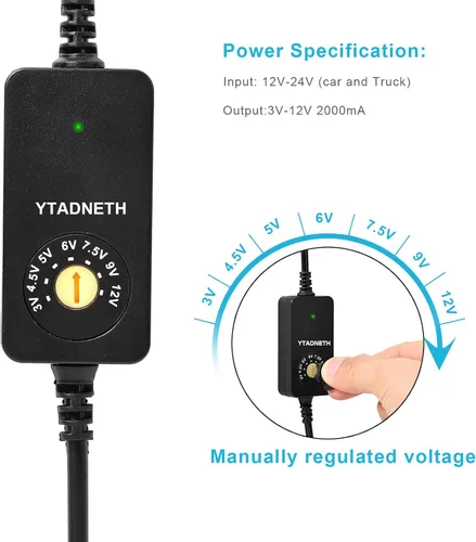 Miniatura 4 de Adaptador de cargador de coche con 3 V, 4.5 V, 5 V, 6 V, 7.5 V, 9 V, 12 V, 2 A, encendedor de cigarrillos automático, enchufe macho, cable adaptador