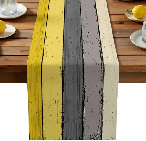 Miniatura 15 de Ocean Hues Farmhouse - Camino de mesa de lino y algodón, estilo retro, con textura de madera de granero rústica, degradado, azul, gris, Azul
