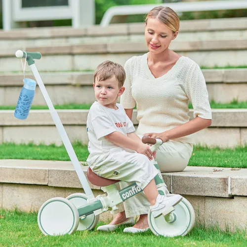 Miniatura 7 de XIAPIA Triciclo para niños pequeños de 1 a 3 años, bicicleta de equilibrio 5 en 1 con pedal extraíble, juguetes de triciclo de empuje con varilla