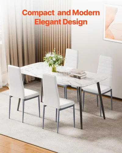 Miniatura 6 de VEVOR Juego de 6 sillas decorativas modernas de comedor, sillas laterales tapizadas de cuero para sala de estar, silla de cocina que ahorra espacio