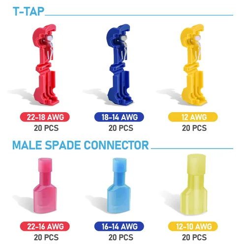 Miniatura 5 de TICONN 120 Piezas Conectores de Cable T Tap, Conector de Empalme Rápido de Cable T, Conectores T para Cableado con Estuche de Almacenamiento