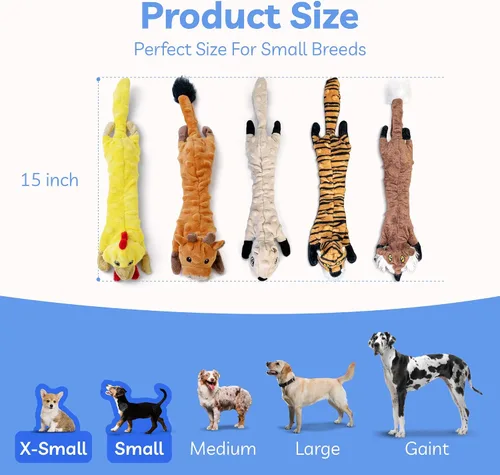 Miniatura 7 de SHARLOVY Paquete de 5 juguetes chirriantes para perros, juguetes de peluche de burbujas para dentición para cachorros, juguetes para perros