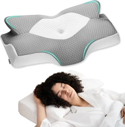Miniatura 13 de Almohadas cervicales de espuma viscoelástica Elviros para el dolor de cuello y hombros, almohada para el cuello para dormir, almohadas para dormir