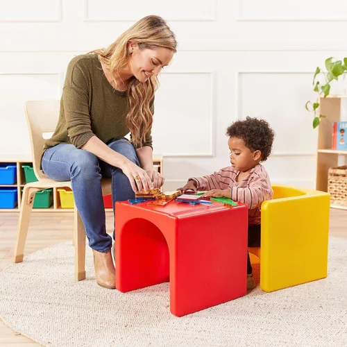 Miniatura 9 de ECR4Kids Tri-Me - Juego de mesa y sillas cubo, muebles multiusos, color rojo, 3 piezas
