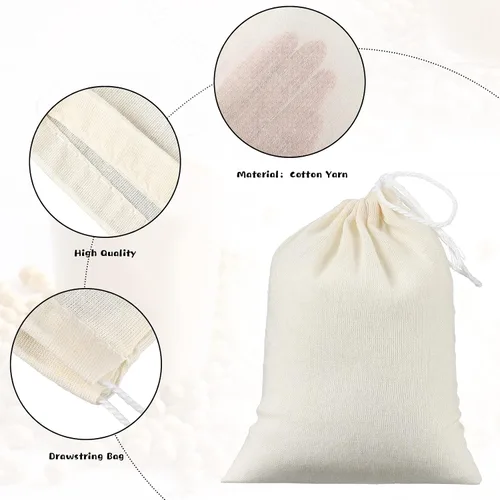 Miniatura 3 de 100 bolsas de estopilla para colar, bolsas de muselina reutilizables con filtro de té, filtro de té con leche, colador de queso, ropa de queso