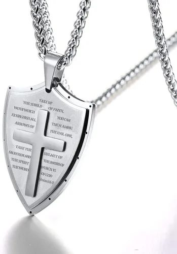 Miniatura 317 de U7 Saint Benedict/Michael Medal Necklace, 316L Stainless Steel Virgin Mary Necklace for Men Women, Bible Verse Protection Necklace Catholic