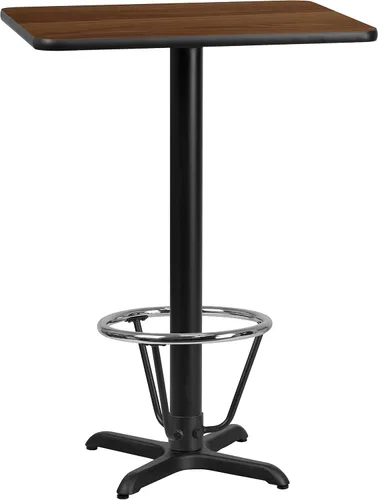 Miniatura 8 de Flash Muebles 24" x 30" mesa rectangular parte superior con 22" x 22" Bar Altura Base de mesa y pie anillo, Hierro fundido, Negro