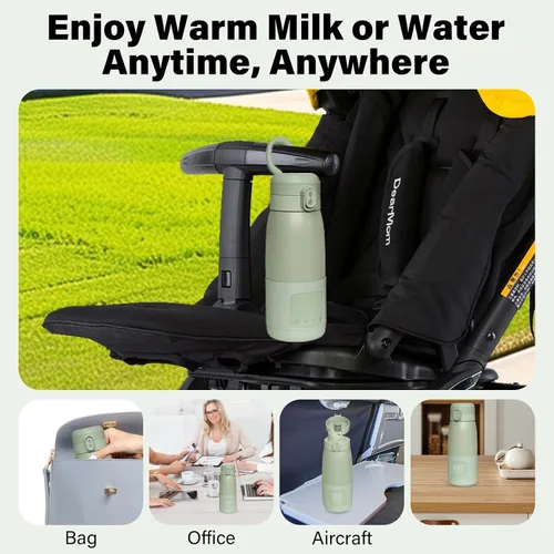 Miniatura 5 de Calentador de botellas portátil para viajes, 17 onzas, portátil, leche materna y calentador de agua, calentamiento de precisión rápida, control