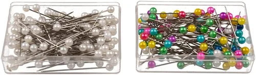 Miniatura 4 de 100 alfileres de costura rectos redondos de 0.142 in con cabeza de perla acolchados, manualidades, creación de vestidos y boda Blanco