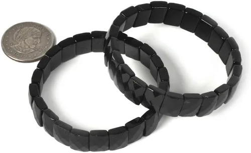 Miniatura 3 de Justinstones Pulsera elástica de cuentas rectangulares facetadas de 0.472 in con gemas semipreciosas de 7 pulgadas