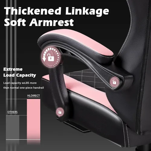 Miniatura 6 de PUKAMI Silla de juegos con reposapiés, silla ergonómica para jugadores para adultos, silla reclinable de juego de computadora estilo carreras