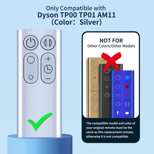 Miniatura 2 de Nuevo mando a distancia de repuesto para Dyson TP00 TP01 AM11 Purificador Pure Cool Purifier Tower Fan (Color: Plata)