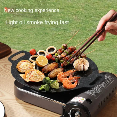 Miniatura 5 de Sartén antiadherente multifuncional de piedra médica, sartén coreana para barbacoa, compatible con inducción, estufa de gas, estufa eléctrica