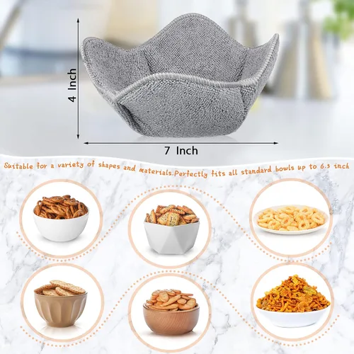 Miniatura 2 de Patelai 12 piezas de soportes para tazones aptos para microondas de poliéster, soportes para tazones calientes que protegen tus manos de platos Gris