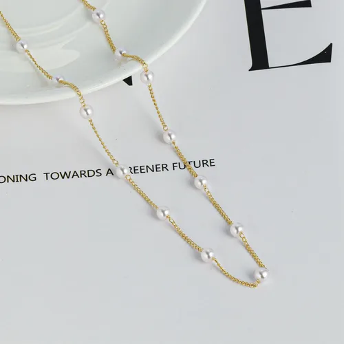 Miniatura 6 de Delicados collares de perlas para mujer, chapado en oro de 14 quilates, collar de perlas en capas, gargantilla de perlas simples, regalo de joyería