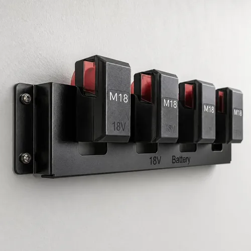 Miniatura 10 de Soporte de batería de metal Ryobi de 18 V, estante de montaje en pared para batería Ryobi de 18 V, almacenamiento de batería Ryobi con 3 ranuras