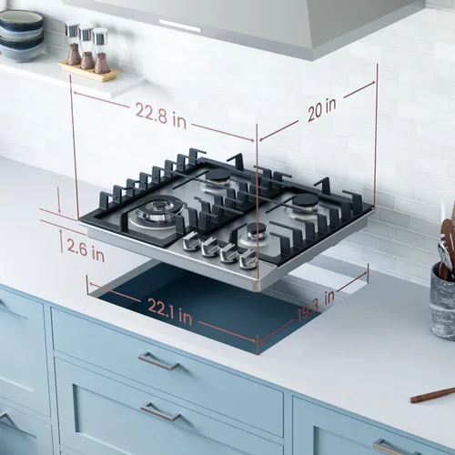 Miniatura 4 de Rangaire RCG241S - Placa de cocina de gas de 24 pulgadas, acero inoxidable, quemadores sellados, rejillas de hierro fundido, controles de quemador