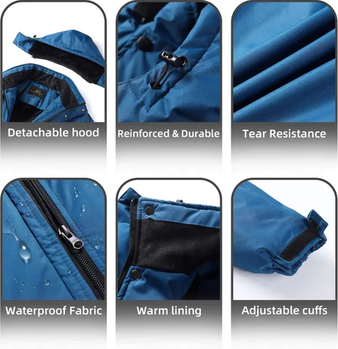Miniatura 6 de WHATWEARS Men's Winter Coats Waterproof Ski Jacket for Men Snow Coat Windproof Mountain Jackets with Hooded