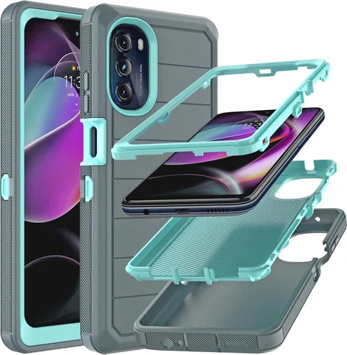 Miniatura 7 de YmhxcY Funda para Moto G 5G 2022 (sin protector de pantalla) con funda duradera de 3 capas a prueba de caídas, a prueba de golpes, funda de goma