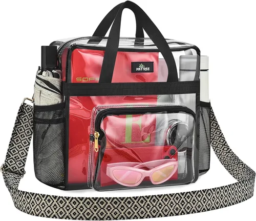 Miniatura 13 de MAY TREE Bolsa transparente para eventos en estadios de 12 x 6 x 12 pulgadas, bolsa de almuerzo transparente con correas reforzadas para trabajo
