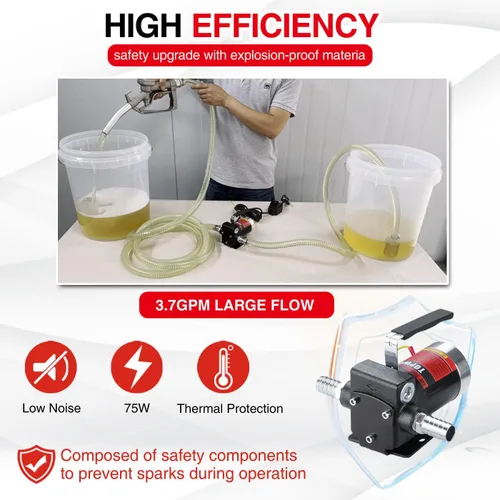 Miniatura 4 de TOPWAY Kit de bomba de combustible de gasolina 12V CC, bomba de transferencia de aceite autocebante con asa, bombeo reversible, protección contra