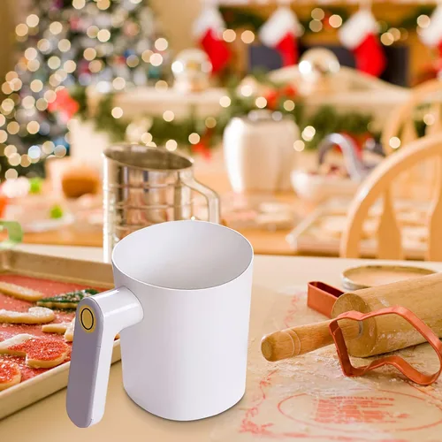 Miniatura 8 de Tamiz eléctrico de harina para hornear, tamiz de 4 tazas con malla fina de acero inoxidable, mango de mano para apretar, fácil de limpiar, tamiz