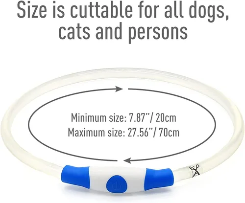Miniatura 5 de Colaseeme Collar de perro con luz LED, 1 unidad recargable por USB, TPU brillante, luz de seguridad para perros pequeños, medianos y grandes, no Azul