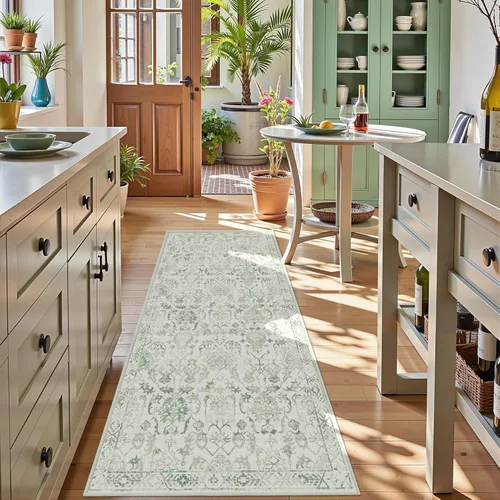 Miniatura 23 de Alfombra de área pequeña de 2 x 3 pulgadas, color beige, para entrada, baño, cocina, antideslizante, de pelo bajo, lavable, moderna alfombra bohemia