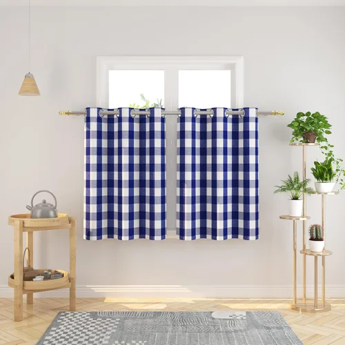 Miniatura 120 de Cortinas de 24 pulgadas de largo con diseño Buffalo Check Gingham Plaid para ventanas de cocina y baño, tratamiento para ventanas con 2 paneles