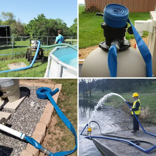 Miniatura 8 de Eastrans Manguera de retrolavado de piscina de 2 pulgadas x 25 pies, manguera de descarga plana resistente, resistente a la intemperie y a las Azul