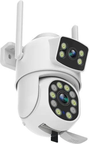 EVERSECU Cámara de Seguridad PTZ WiFi de Doble Lente con Enlace de 6MP para Exteriores, Vista de 360°, Seguimiento Automático, Detección de