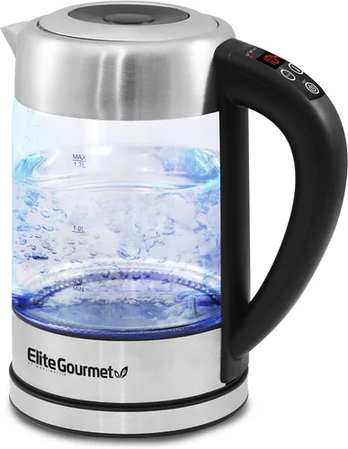 Miniatura 8 de Elite Gourmet EKT-1271 Ultimate - Hervidor eléctrico de 1.7 litros, diseño de acero inoxidable y base inalámbrica de 360°, elegante interior LED