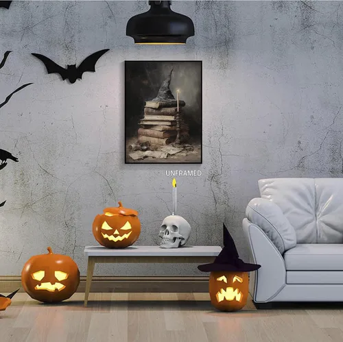 Miniatura 3 de Póster de lienzo vintage de Halloween de Academia oscura gótica, victoriana, bruja, arte de pared espeluznante casa embrujada, arte abandonado