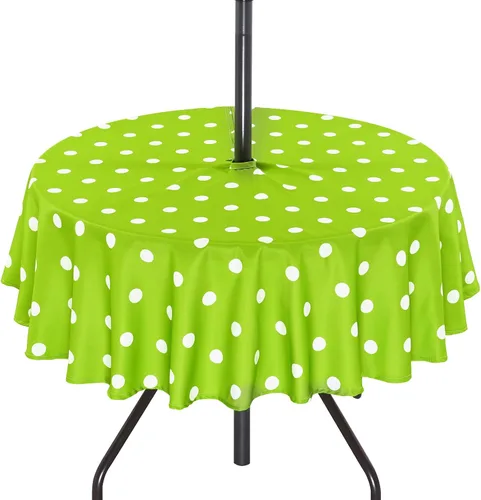 Miniatura 16 de SquarePie Mantel redondo de 60 pulgadas para exteriores con agujero para sombrilla y cremallera, mantel de poliéster a cuadros lavable a prueba