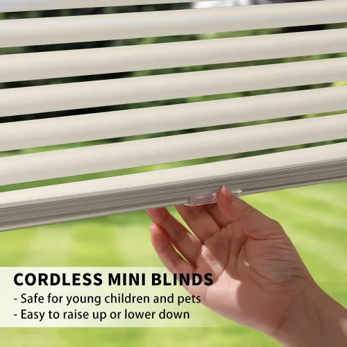 Miniatura 4 de Minipersianas de aluminio para ventanas sin cordones, persianas horizontales para ventanas para ajuste de luz, persianas venecianas de metal
